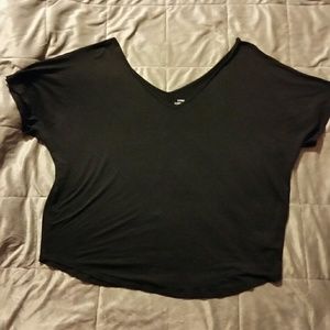 GAP Luxe Luxueux Black Crop Tee Size XL